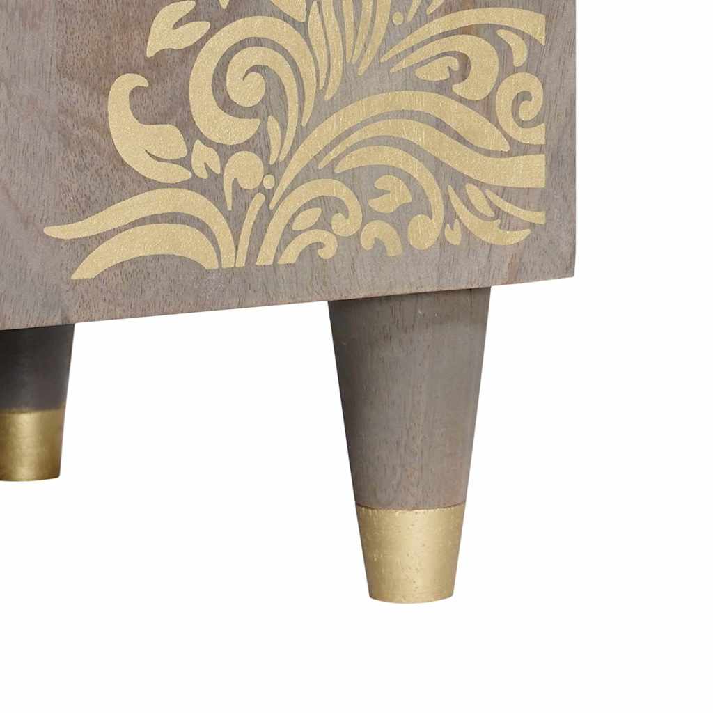 TV-skab med dør Grå og Guld 105 x 33.5 x 46 cm Massivt mangotræ