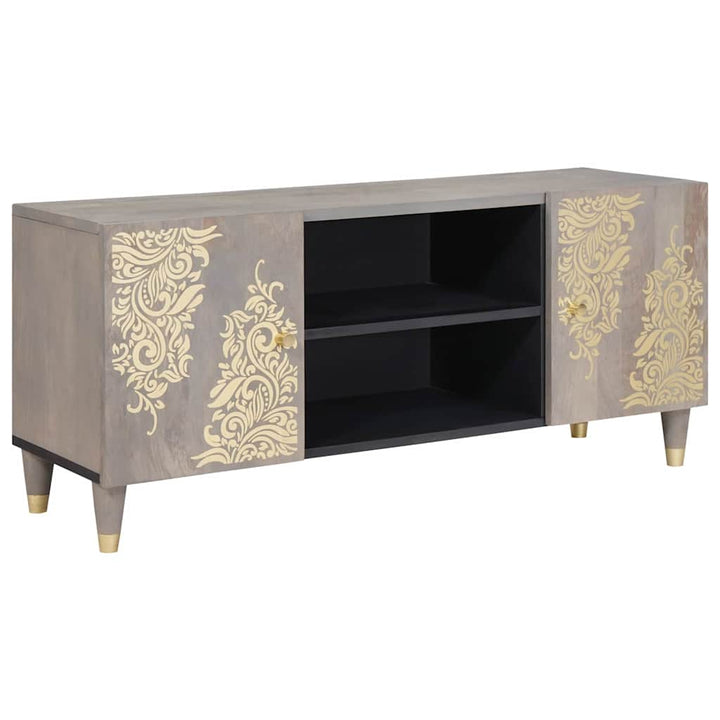 TV-skab med dør Grå og Guld 105 x 33.5 x 46 cm Massivt mangotræ