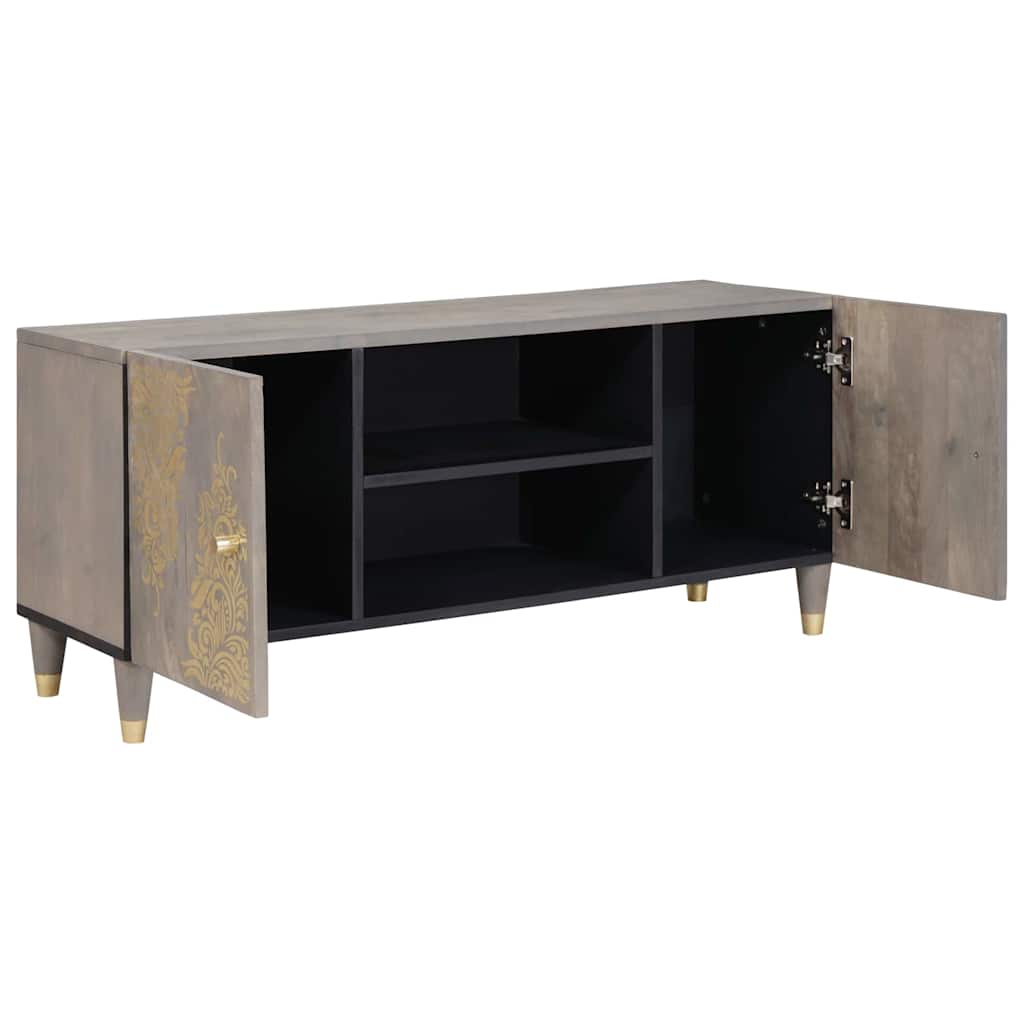 TV-skab med dør Grå og Guld 105 x 33.5 x 46 cm Massivt mangotræ