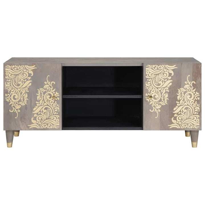 TV-skab med dør Grå og Guld 105 x 33.5 x 46 cm Massivt mangotræ