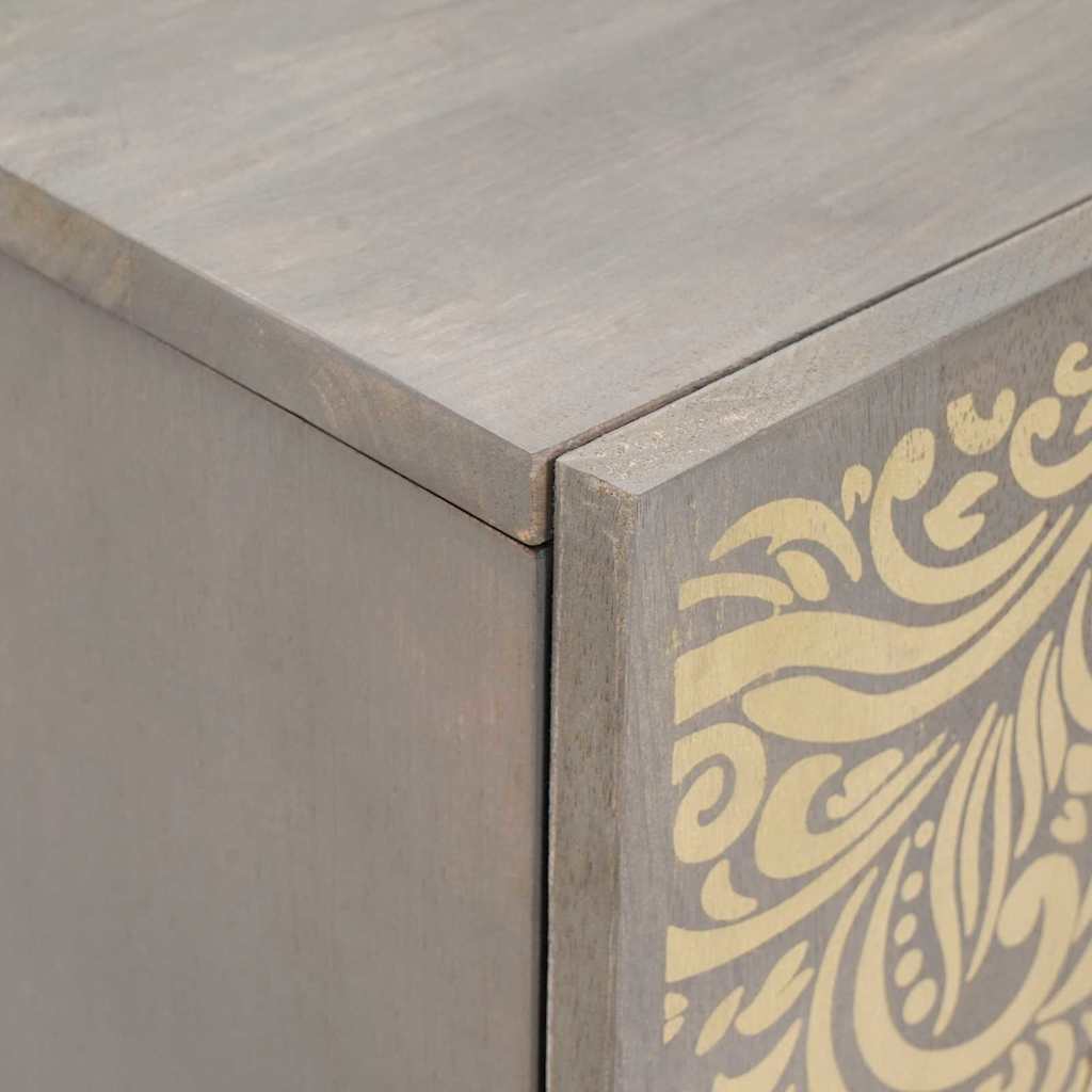 Sideboard Grå og Guld 60 x 33.5 x 75 cm Massivt mangotræ