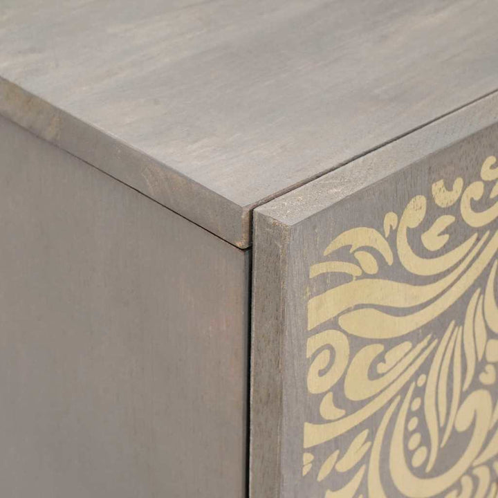 Sideboard Grå og Guld 60 x 33.5 x 75 cm Massivt mangotræ