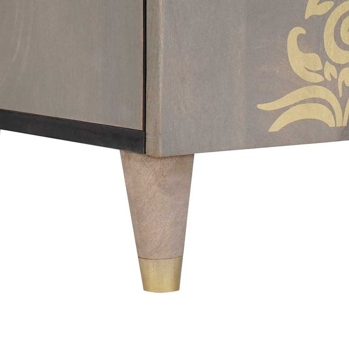 Sideboard Grå og Guld 60 x 33.5 x 75 cm Massivt mangotræ