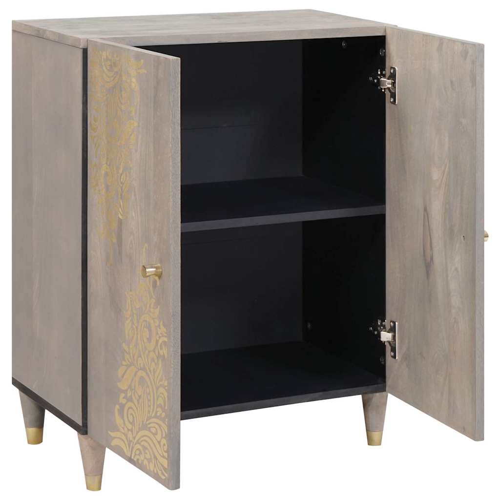 Sideboard Grå og Guld 60 x 33.5 x 75 cm Massivt mangotræ
