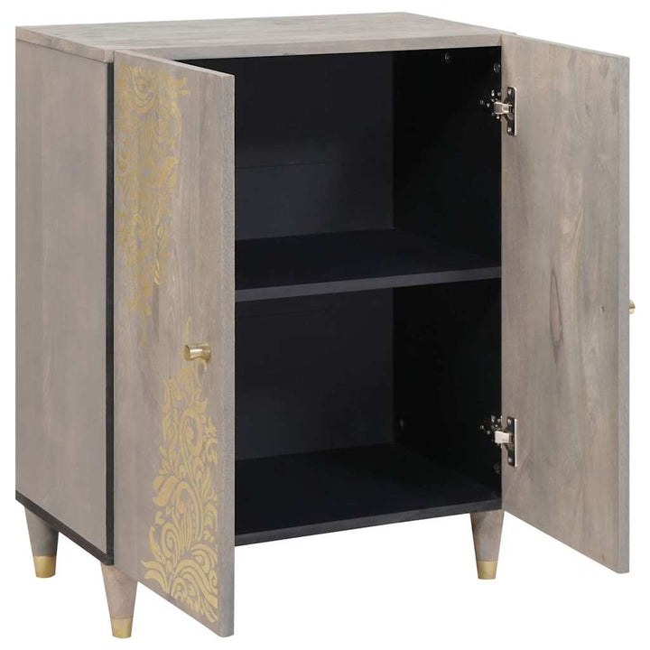 Sideboard Grå og Guld 60 x 33.5 x 75 cm Massivt mangotræ