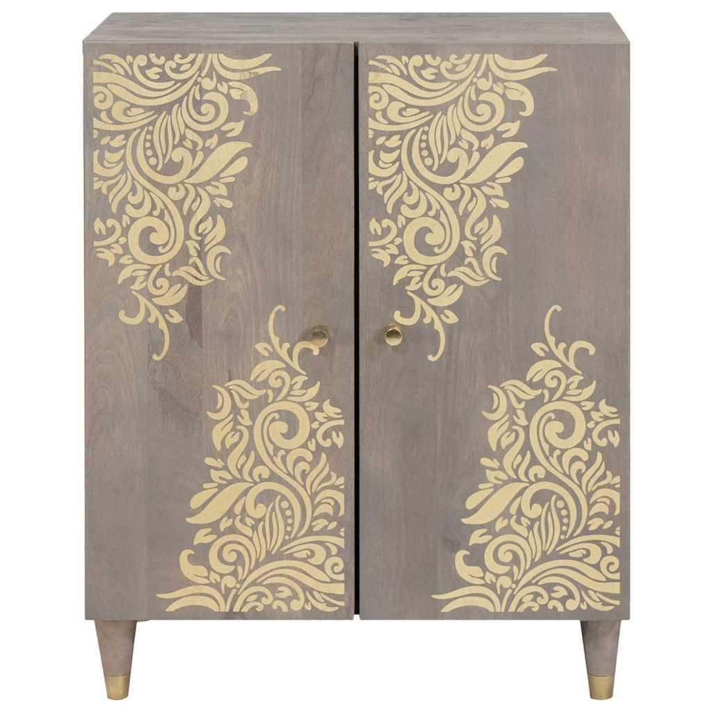 Sideboard Grå og Guld 60 x 33.5 x 75 cm Massivt mangotræ