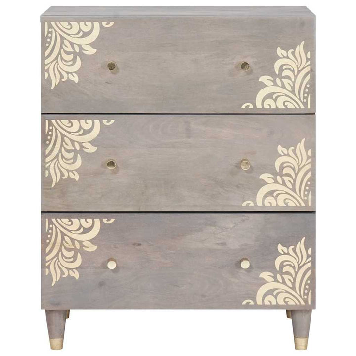 Sideboard Grå og Guld 60 x 33.5 x 75 cm Massivt mangotræ