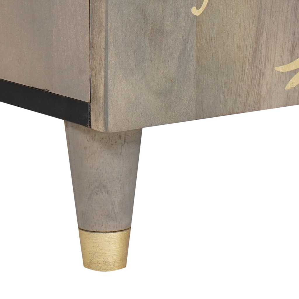 TV-skab med dør Grå og Guld 105 x 33.5 x 46 cm Massivt mangotræ