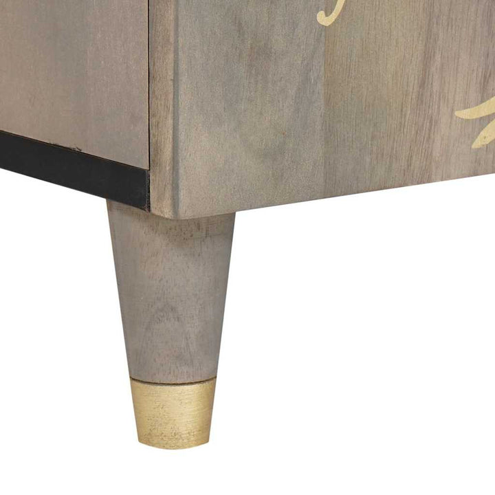 TV-skab med dør Grå og Guld 105 x 33.5 x 46 cm Massivt mangotræ