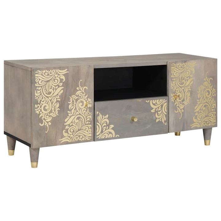 TV-skab med dør Grå og Guld 105 x 33.5 x 46 cm Massivt mangotræ