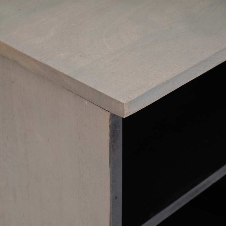 TV-skab Grå og Guld 100 x 33.5 x 46 cm Massivt mangotræ
