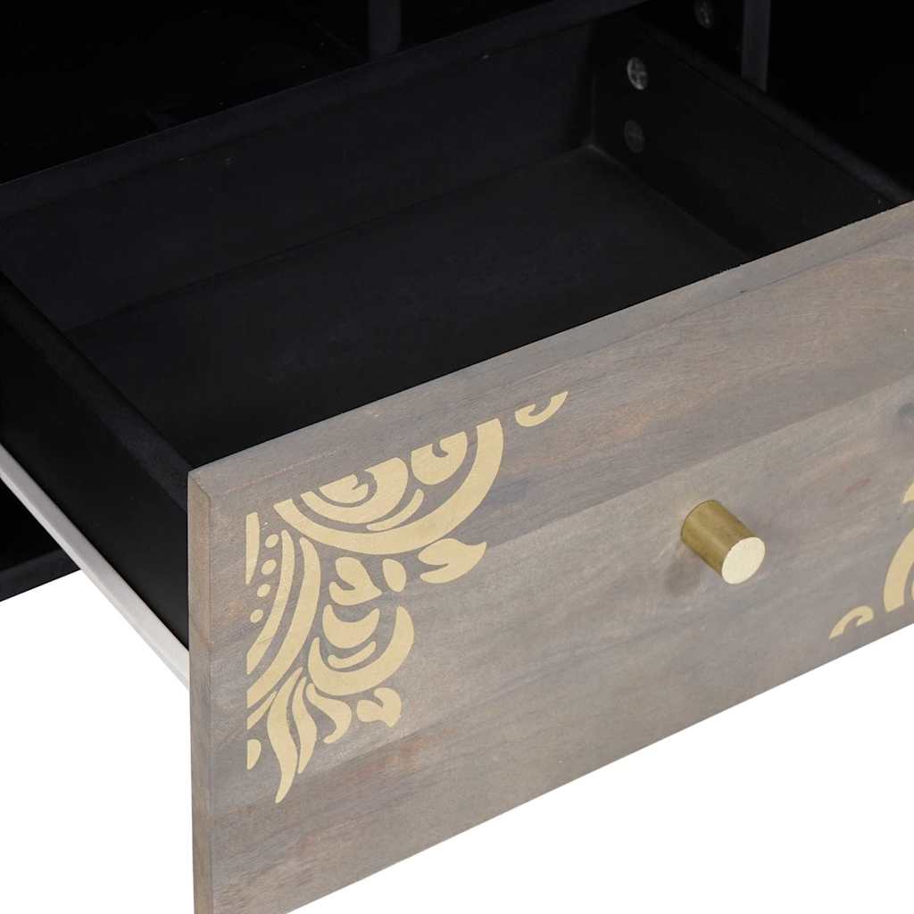 TV-skab Grå og Guld 100 x 33.5 x 46 cm Massivt mangotræ