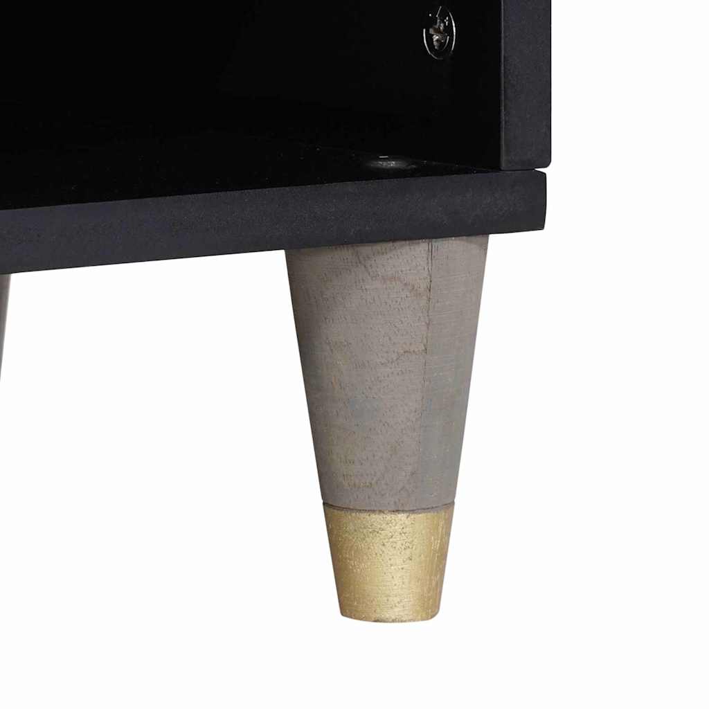 TV-skab Grå og Guld 100 x 33.5 x 46 cm Massivt mangotræ