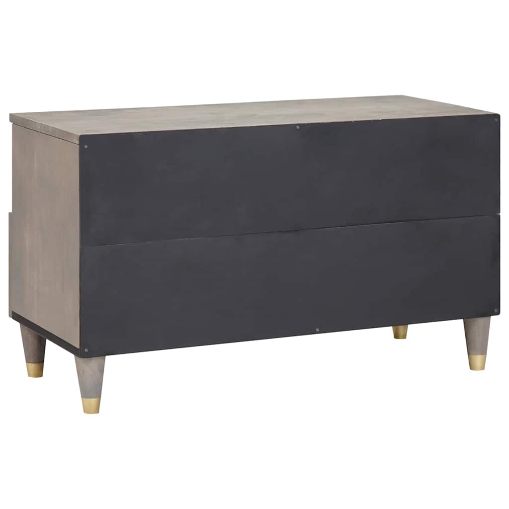 TV-skab Grå og Guld 80 x 33,5 x 46 cm Massivt mangotræ