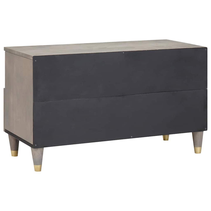 TV-skab Grå og Guld 80 x 33,5 x 46 cm Massivt mangotræ