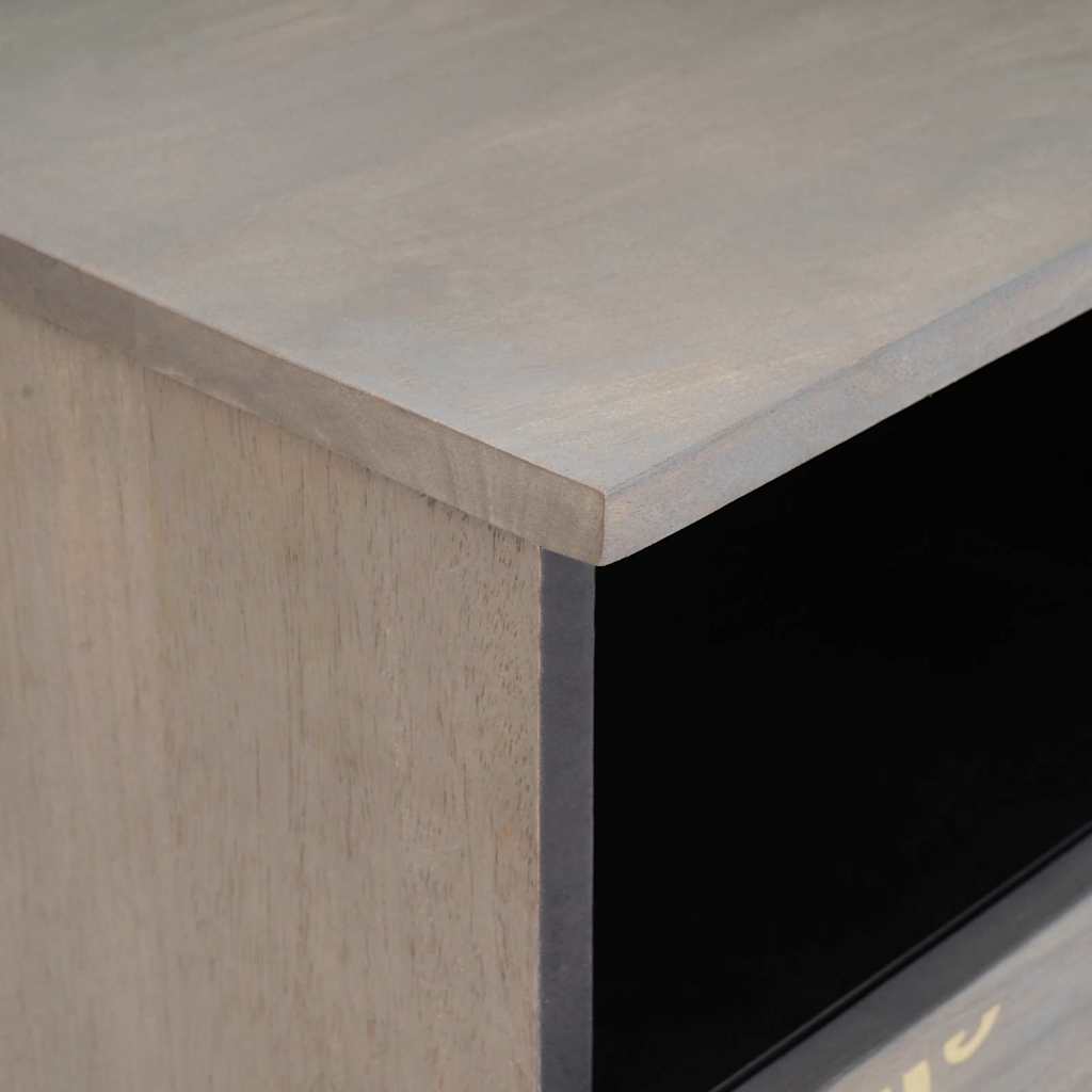TV-skab Grå og Guld 100 x 33.5 x 46 cm Massivt mangotræ