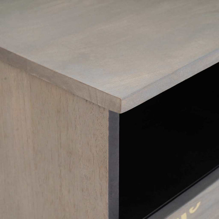 TV-skab Grå og Guld 100 x 33.5 x 46 cm Massivt mangotræ