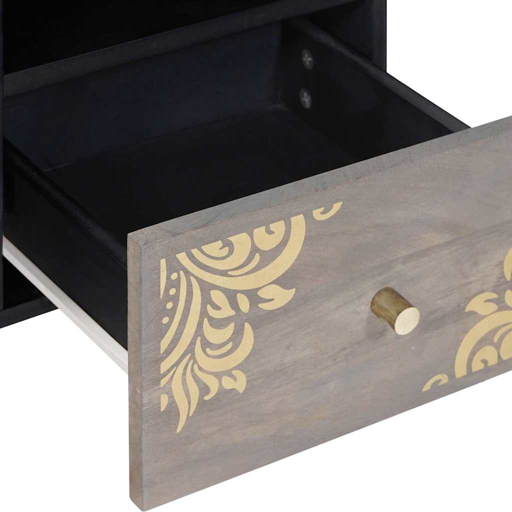 TV-skab Grå og Guld 100 x 33.5 x 46 cm Massivt mangotræ