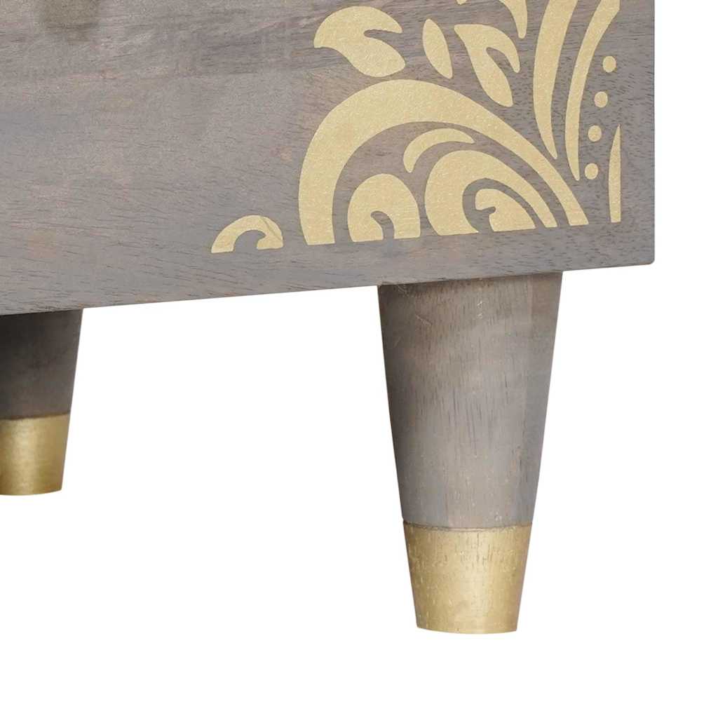 TV-skab Grå og Guld 100 x 33.5 x 46 cm Massivt mangotræ