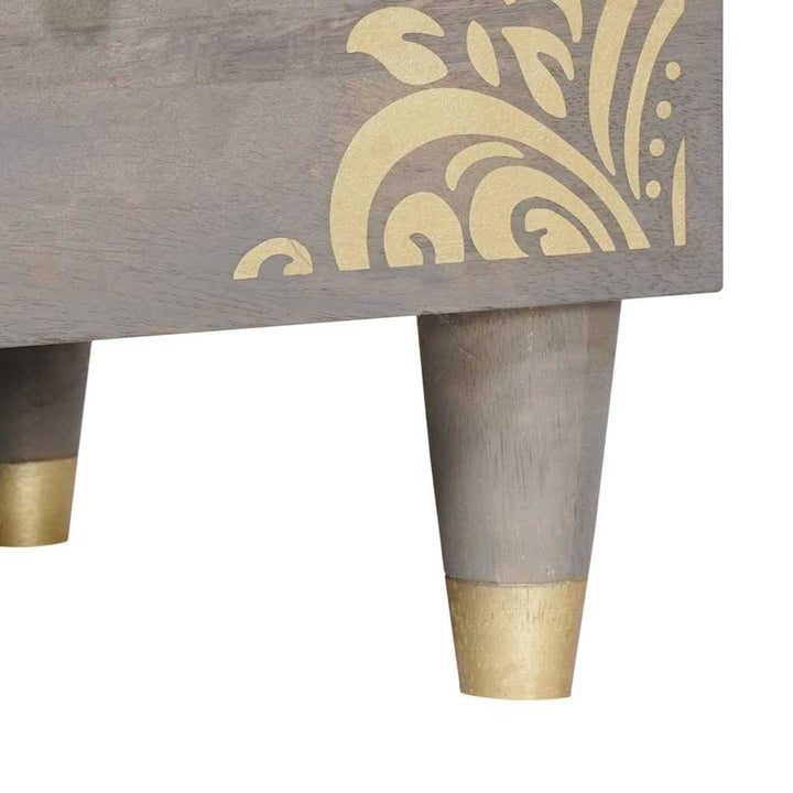 TV-skab Grå og Guld 100 x 33.5 x 46 cm Massivt mangotræ