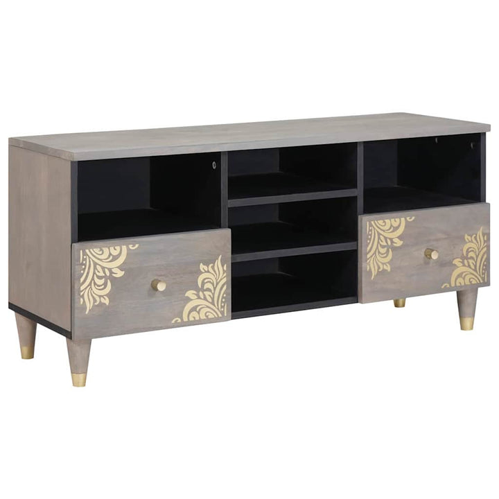 TV-skab Grå og Guld 100 x 33.5 x 46 cm Massivt mangotræ