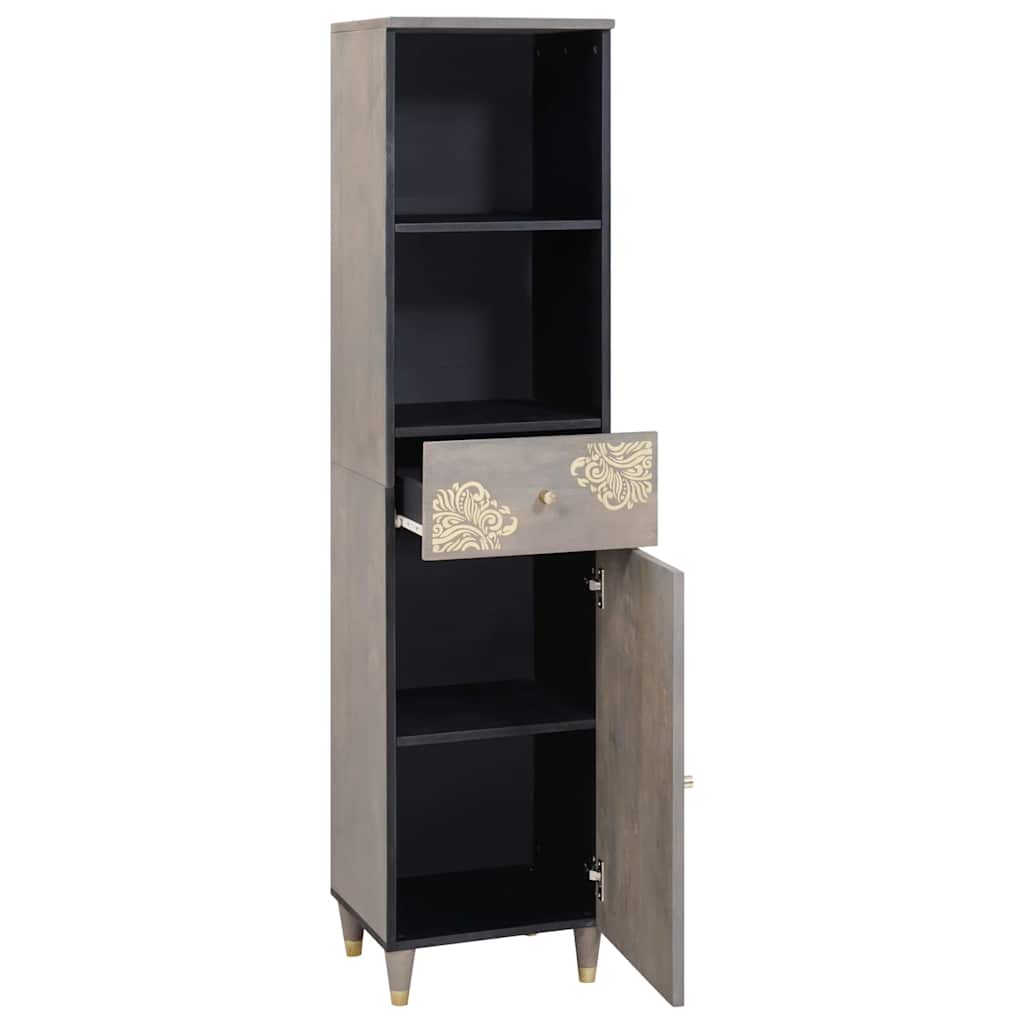 Sideboard med skuffe Grå 38 x 33,5 x 160 cm Massivt mangotræ