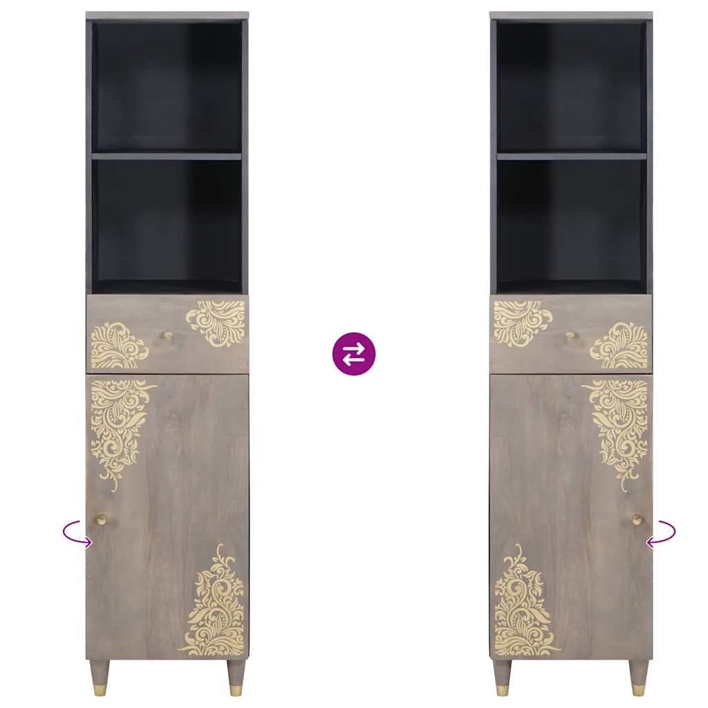 Sideboard med skuffe Grå 38 x 33,5 x 160 cm Massivt mangotræ