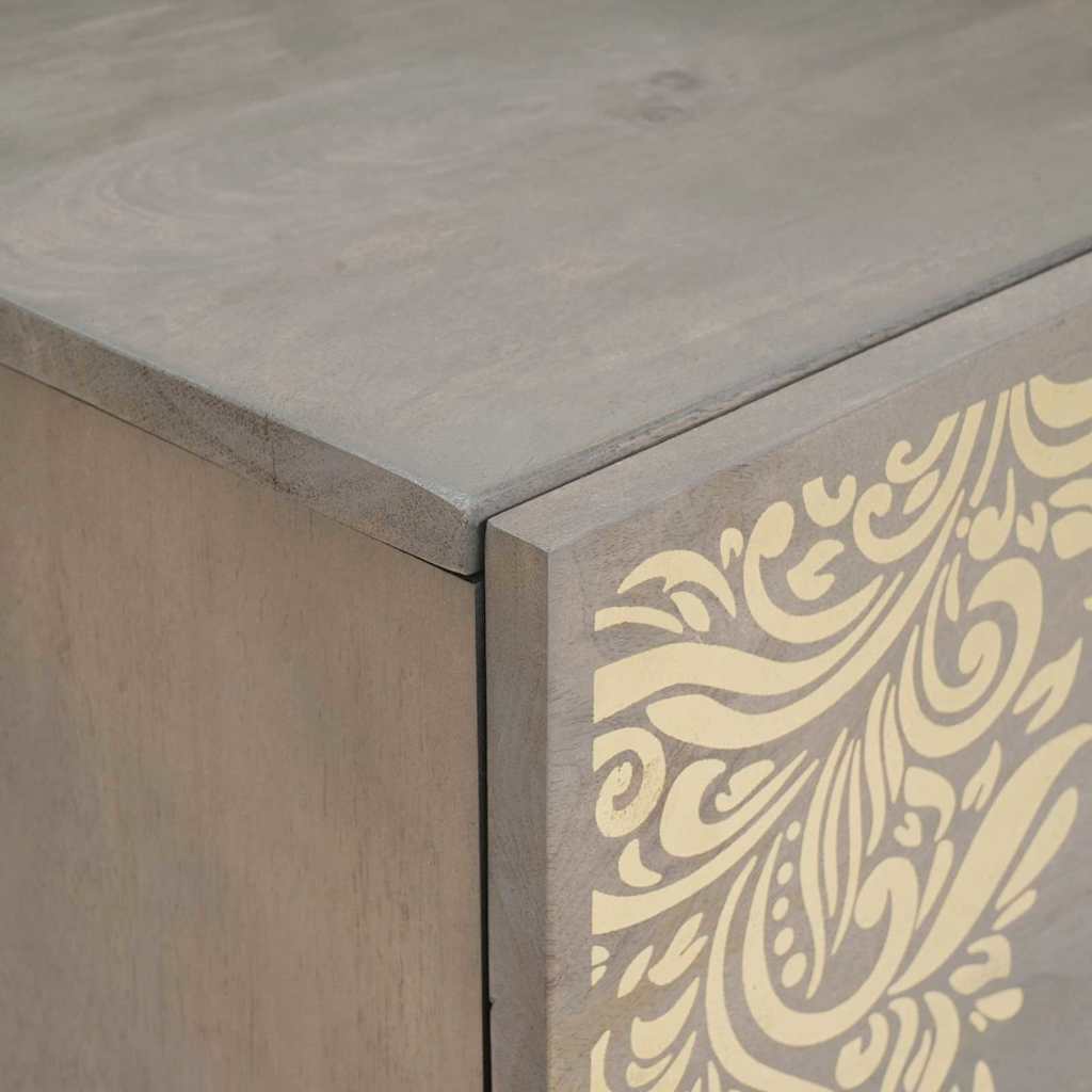 Sideboard Grå og Guld 40 x 33.5 x 75 cm Massivt mangotræ