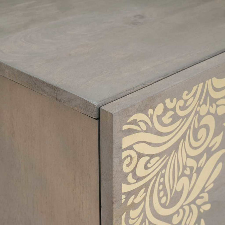 Sideboard Grå og Guld 40 x 33.5 x 75 cm Massivt mangotræ