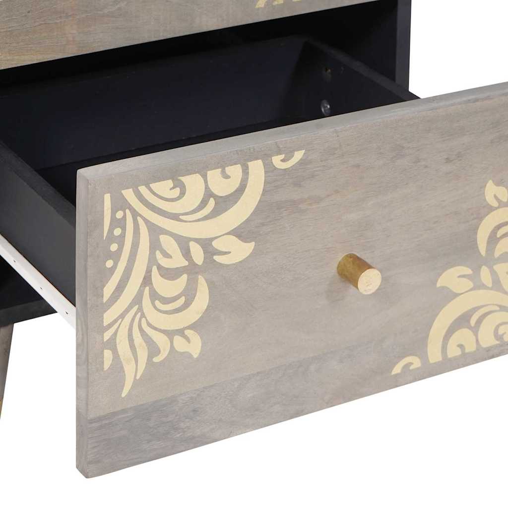 Sideboard Grå og Guld 40 x 33.5 x 75 cm Massivt mangotræ