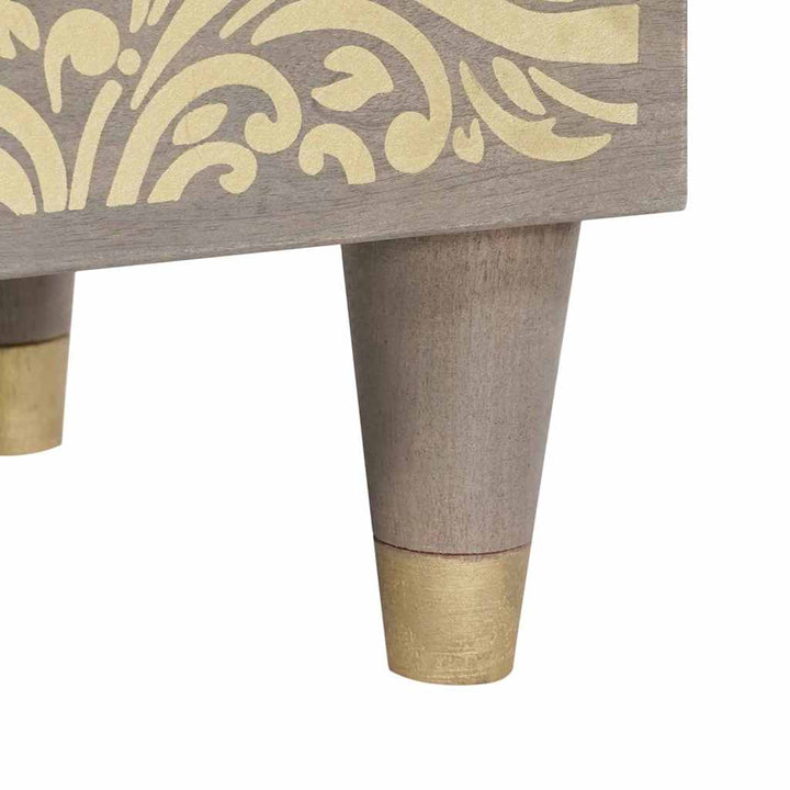 Sideboard Grå og Guld 40 x 33.5 x 75 cm Massivt mangotræ
