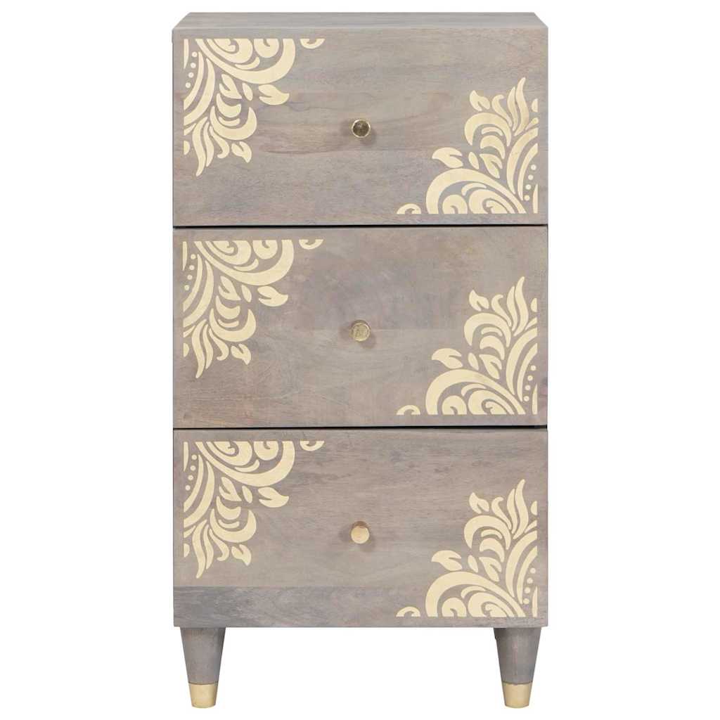 Sideboard Grå og Guld 40 x 33.5 x 75 cm Massivt mangotræ