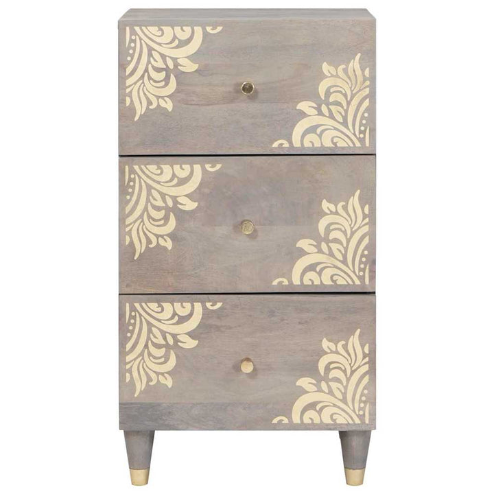 Sideboard Grå og Guld 40 x 33.5 x 75 cm Massivt mangotræ