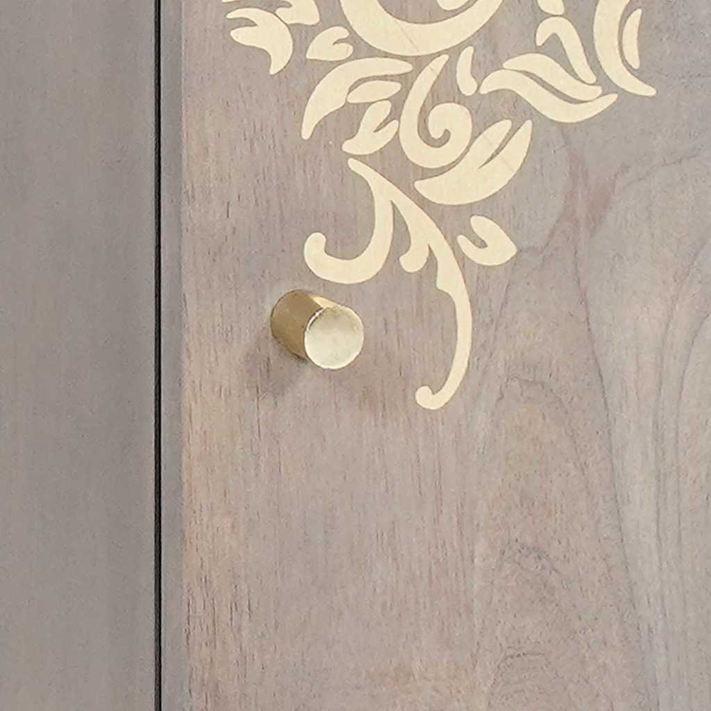 Sideboard Grå og Guld 40 x 33.5 x 75 cm Massivt mangotræ