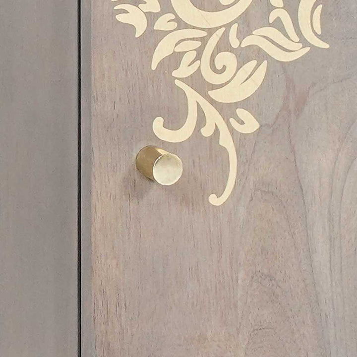 Sideboard Grå og Guld 40 x 33.5 x 75 cm Massivt mangotræ