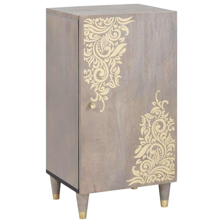 Sideboard Grå og Guld 40 x 33.5 x 75 cm Massivt mangotræ
