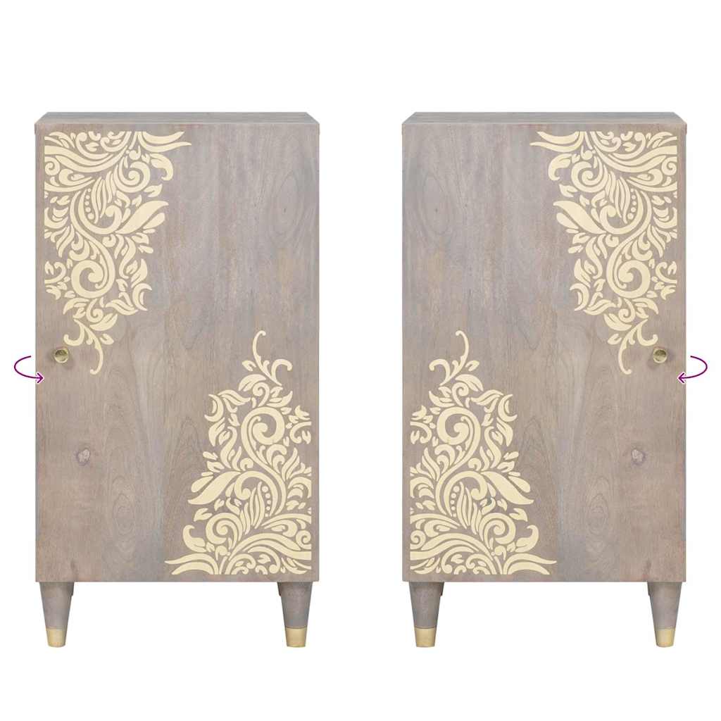 Sideboard Grå og Guld 40 x 33.5 x 75 cm Massivt mangotræ