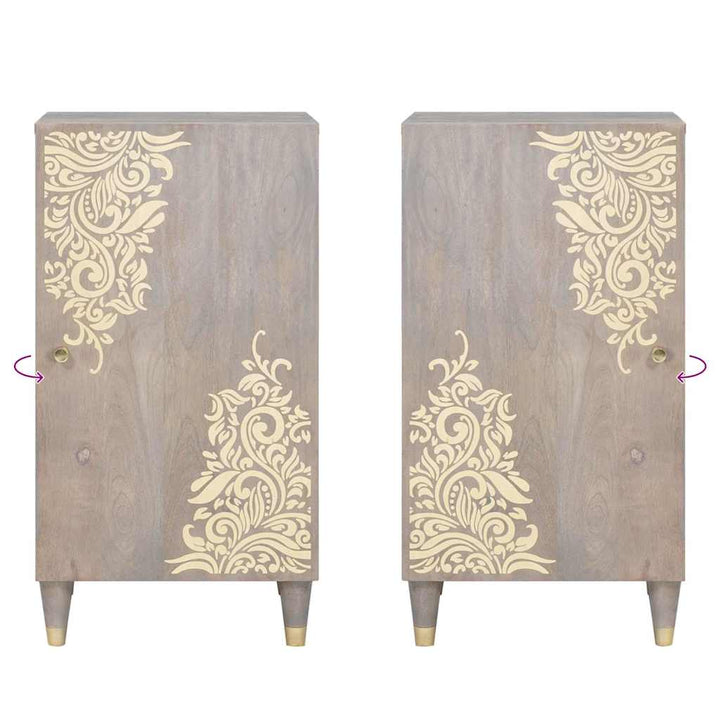 Sideboard Grå og Guld 40 x 33.5 x 75 cm Massivt mangotræ