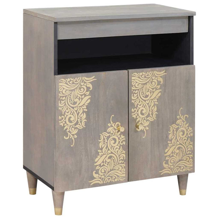 Sideboard Grå og Guld 60 x 33.5 x 75 cm Massivt mangotræ