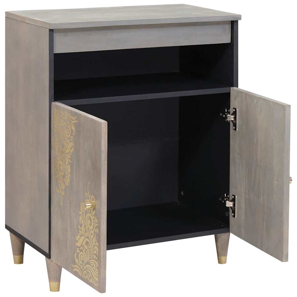 Sideboard Grå og Guld 60 x 33.5 x 75 cm Massivt mangotræ