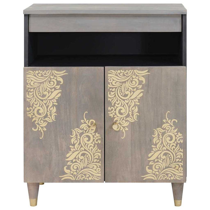 Sideboard Grå og Guld 60 x 33.5 x 75 cm Massivt mangotræ