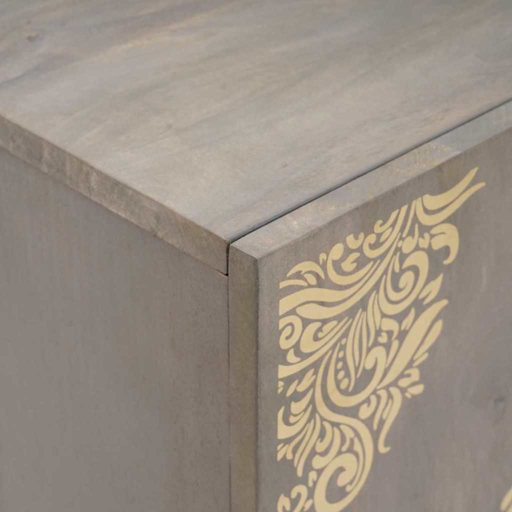 Sideboard med dør Grå og Guld 60 x 33 x 75 cm Massivt mangotræ