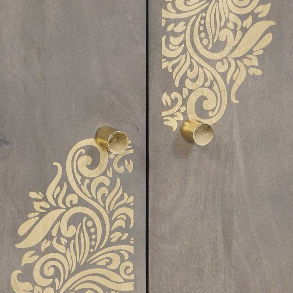Sideboard med dør Grå og Guld 60 x 33 x 75 cm Massivt mangotræ