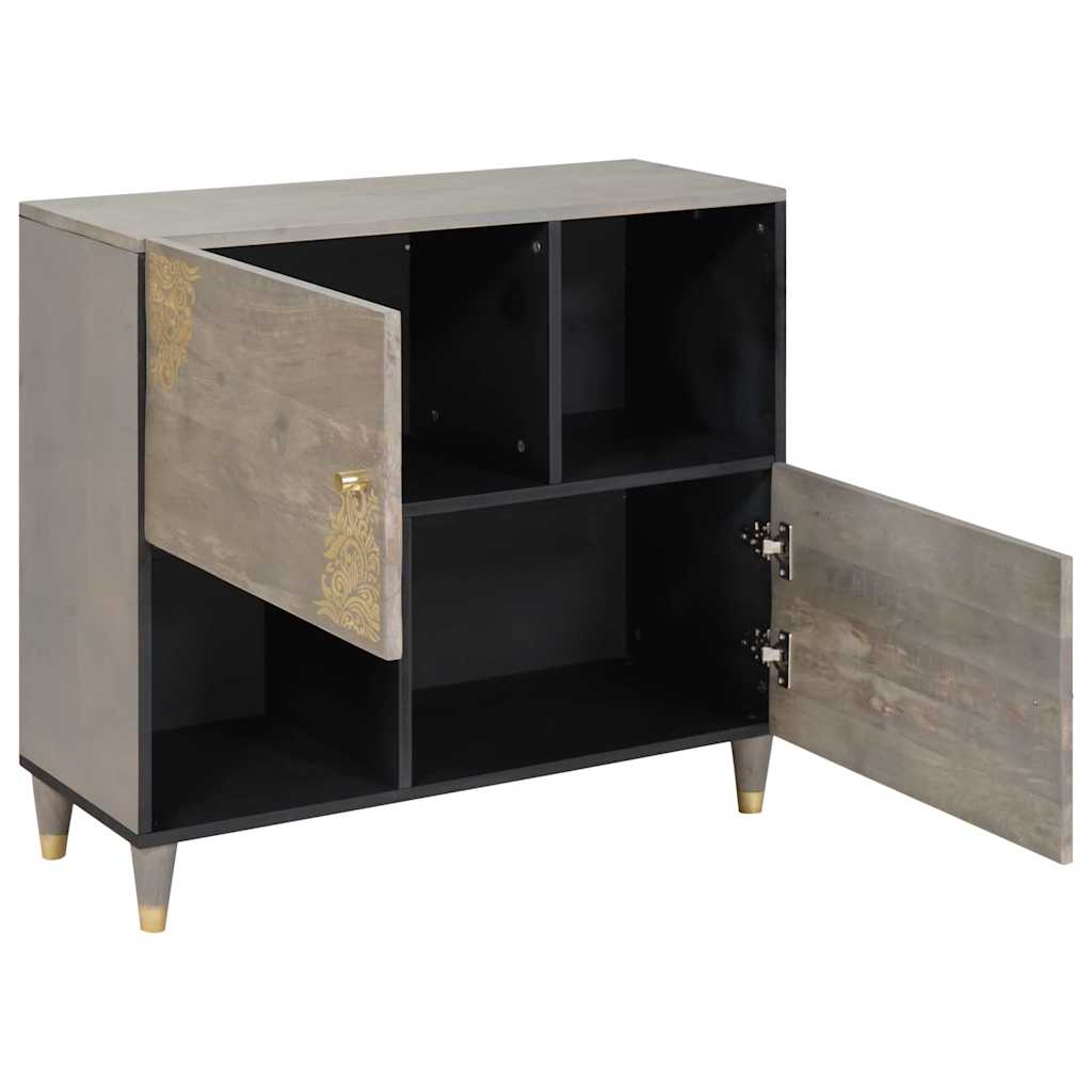 Sideboard Grå og Guld 80 x 33.5 x 75 cm Massivt mangotræ