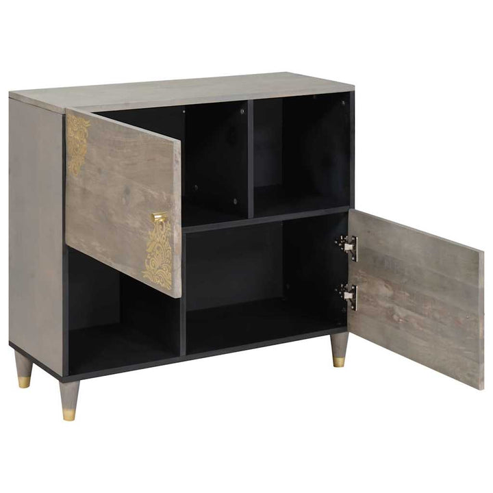 Sideboard Grå og Guld 80 x 33.5 x 75 cm Massivt mangotræ