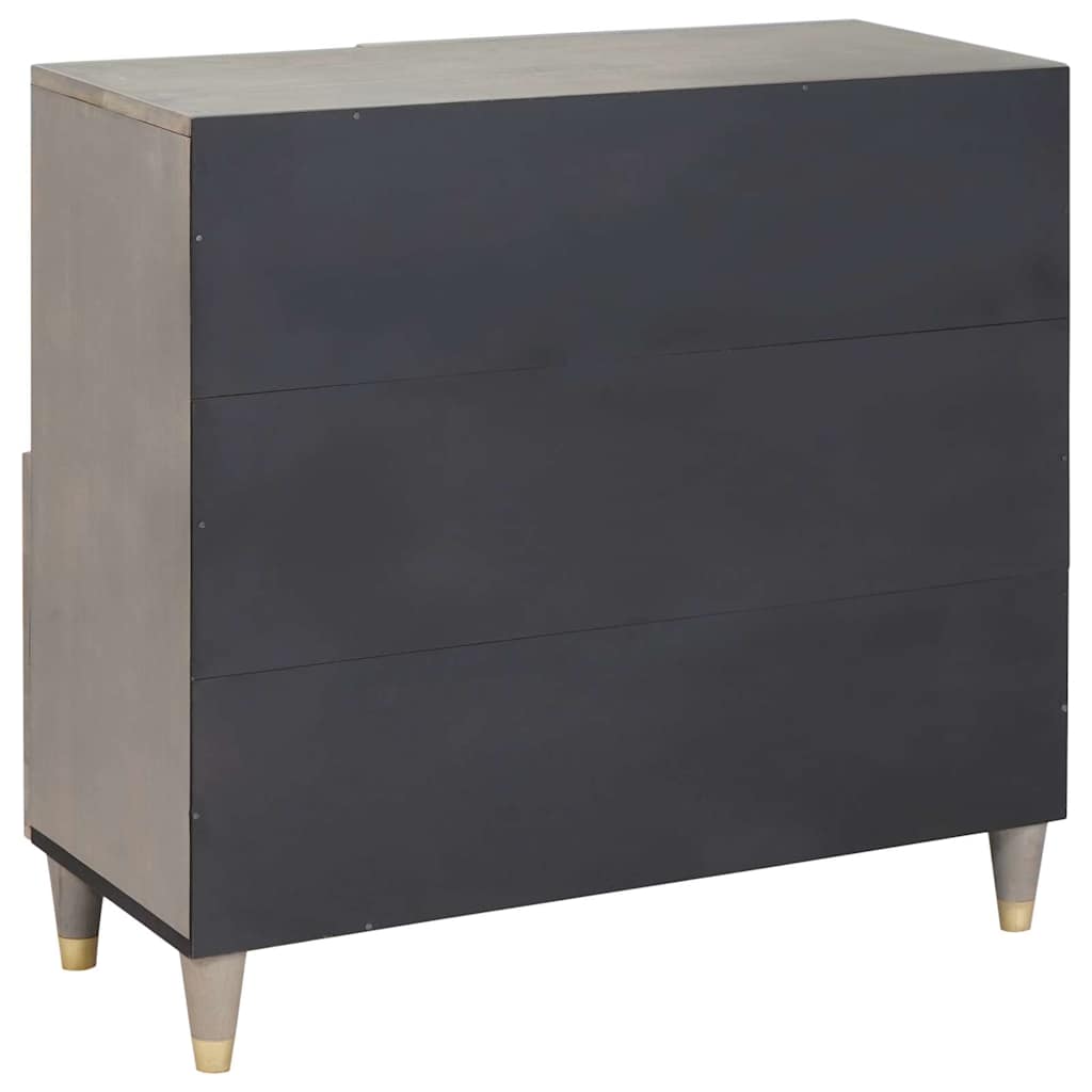 Sideboard Grå og Guld 80 x 33.5 x 75 cm Massivt mangotræ