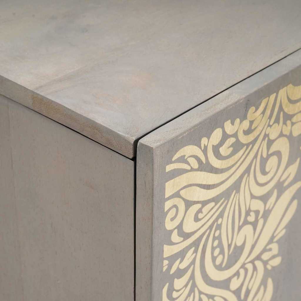 Sideboard Grå og Guld 90 x 33.5 x 75 cm Massivt mangotræ