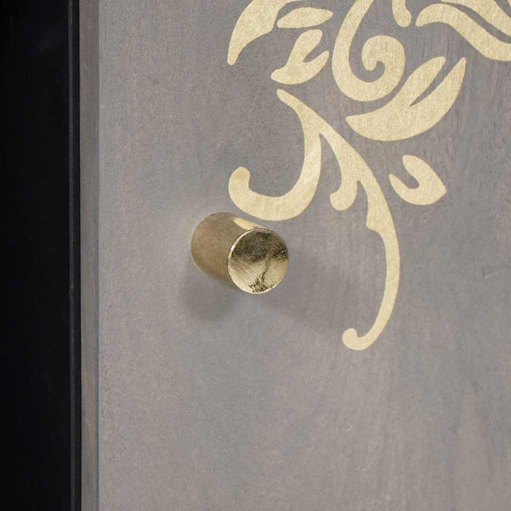 Sideboard Grå og Guld 90 x 33.5 x 75 cm Massivt mangotræ