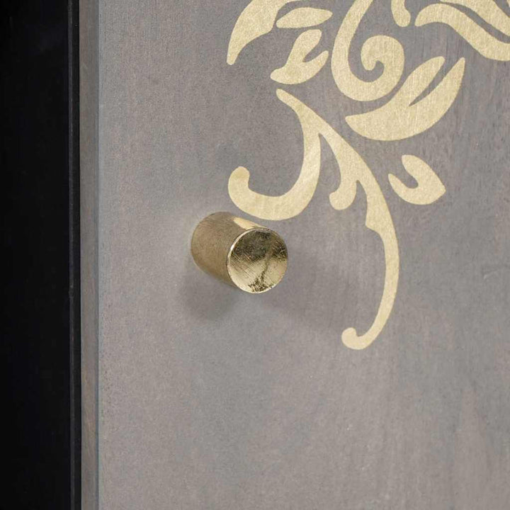 Sideboard Grå og Guld 90 x 33.5 x 75 cm Massivt mangotræ