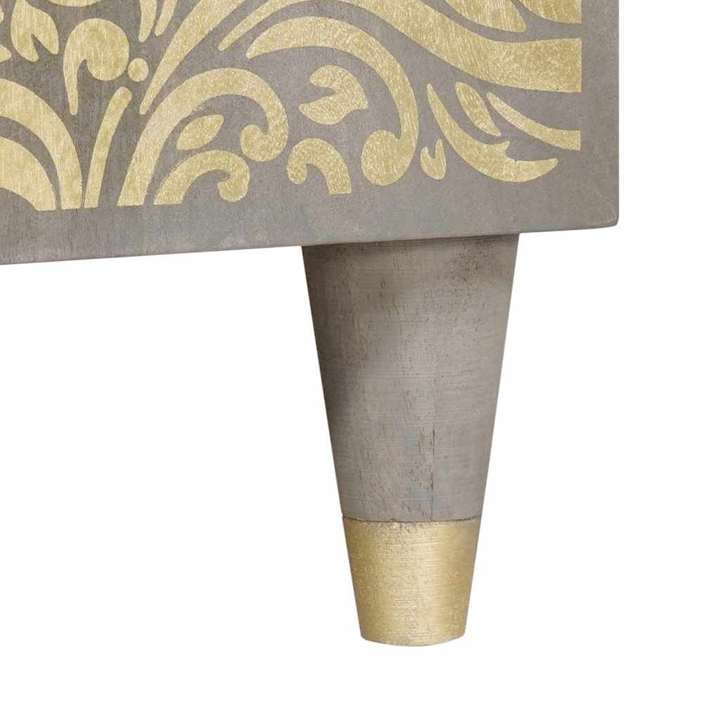 Sideboard Grå og Guld 90 x 33.5 x 75 cm Massivt mangotræ